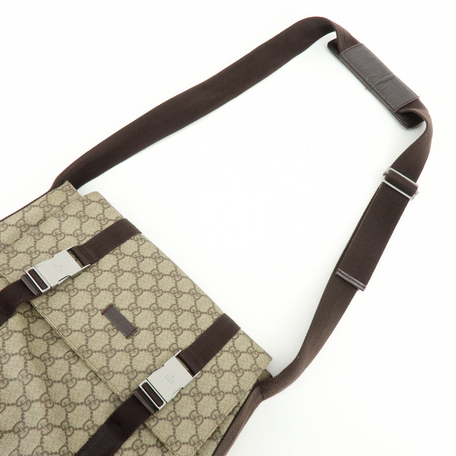 GUCCI GG Supreme Canvas Shoulder Crossbody Bag Beige Brown 122373