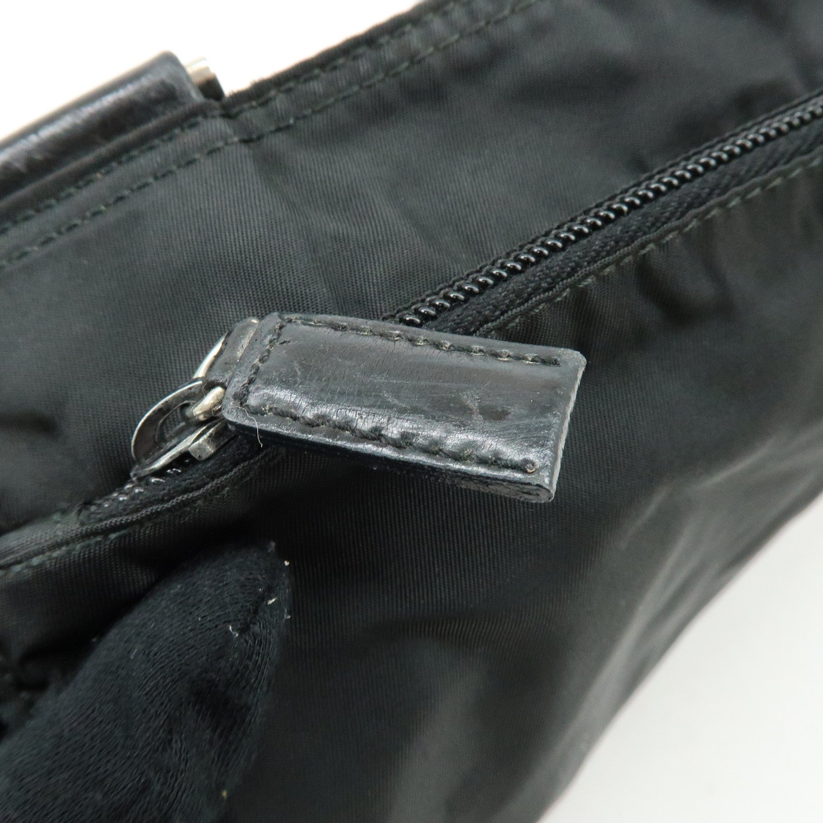 PRADA Triangle Logo Nylon Leather Shoulder Crossbody Bag Black