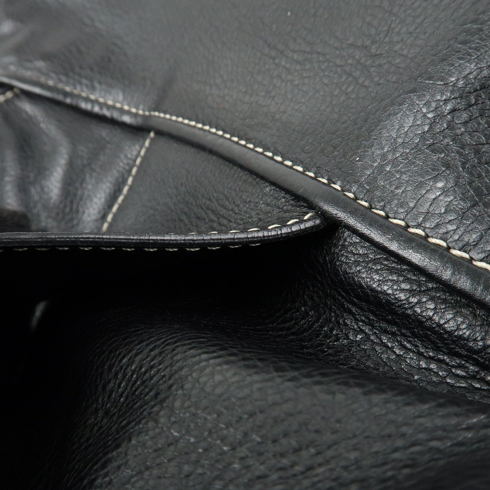 Christian Dior CD Logo Leather Shoulder Bag Hand Bag Black Used