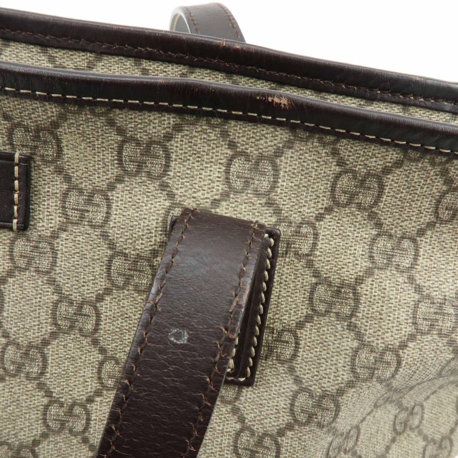 GUCCI GG Supreme Leather Tote Bag Shoulder Bag Hand Bag Beige