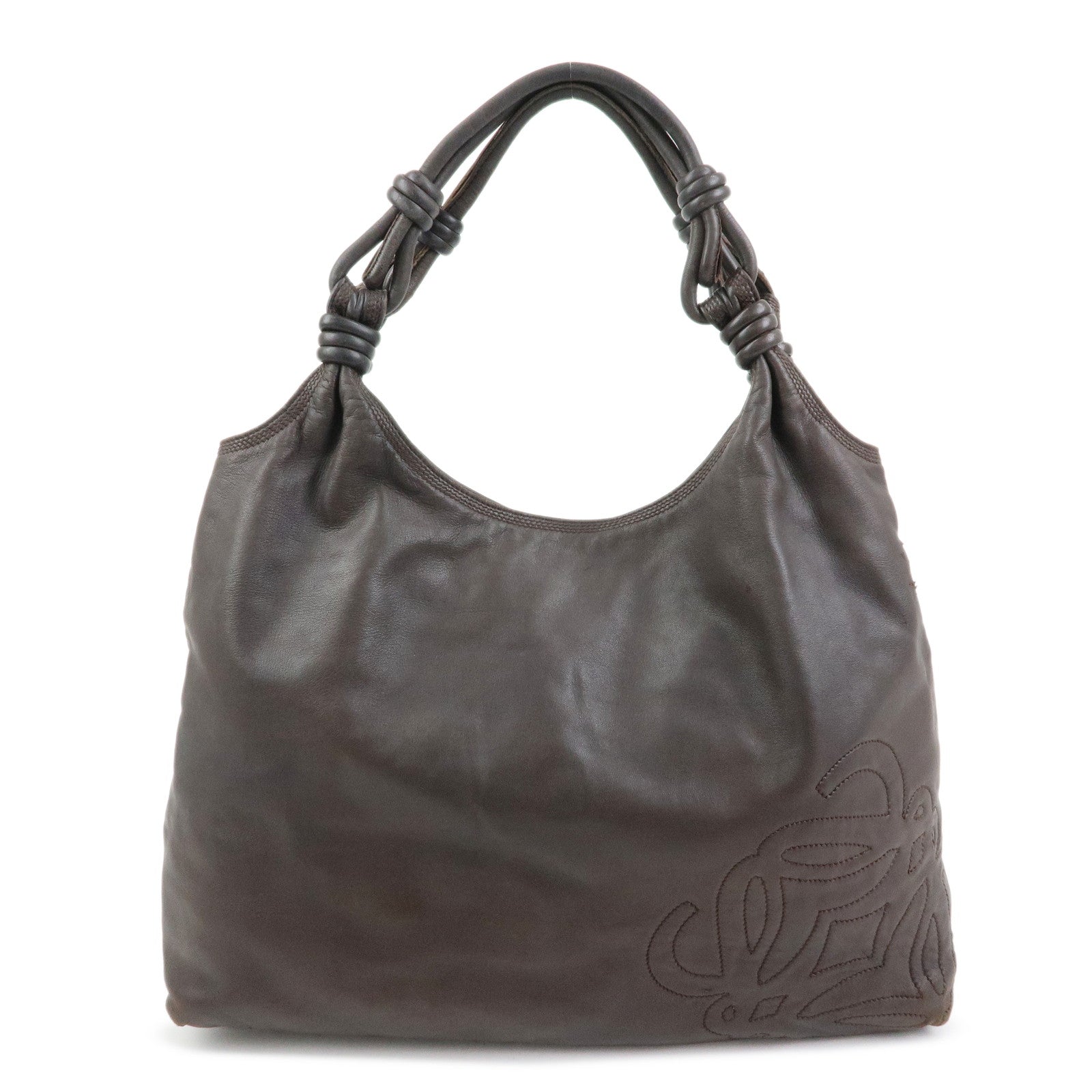 LOEWE Anagram Nappa Leather Shoulder Bag Tote Bag Brown