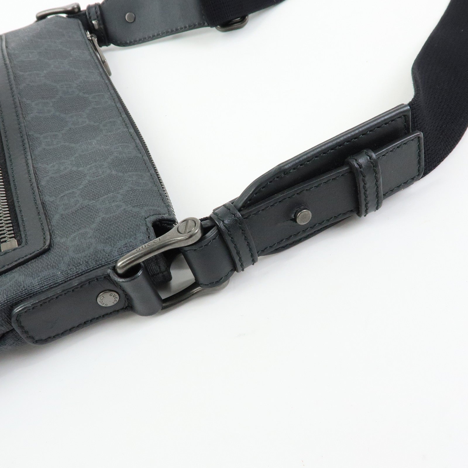 GUCCI GG Supreme Leather Shoulder Bag Crossbody Bag Black 387514