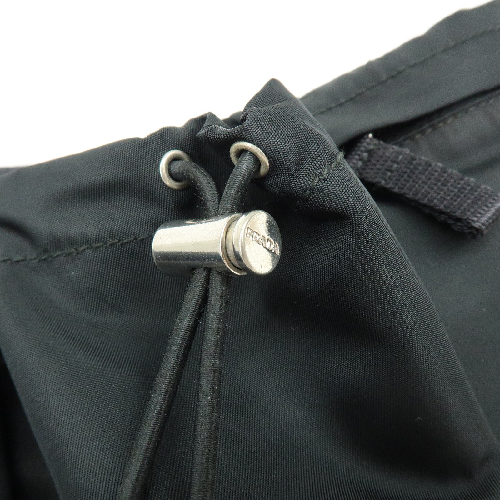 PRADA Triangle Logo Nylon Waist Bag Body Bag Black VA0056
