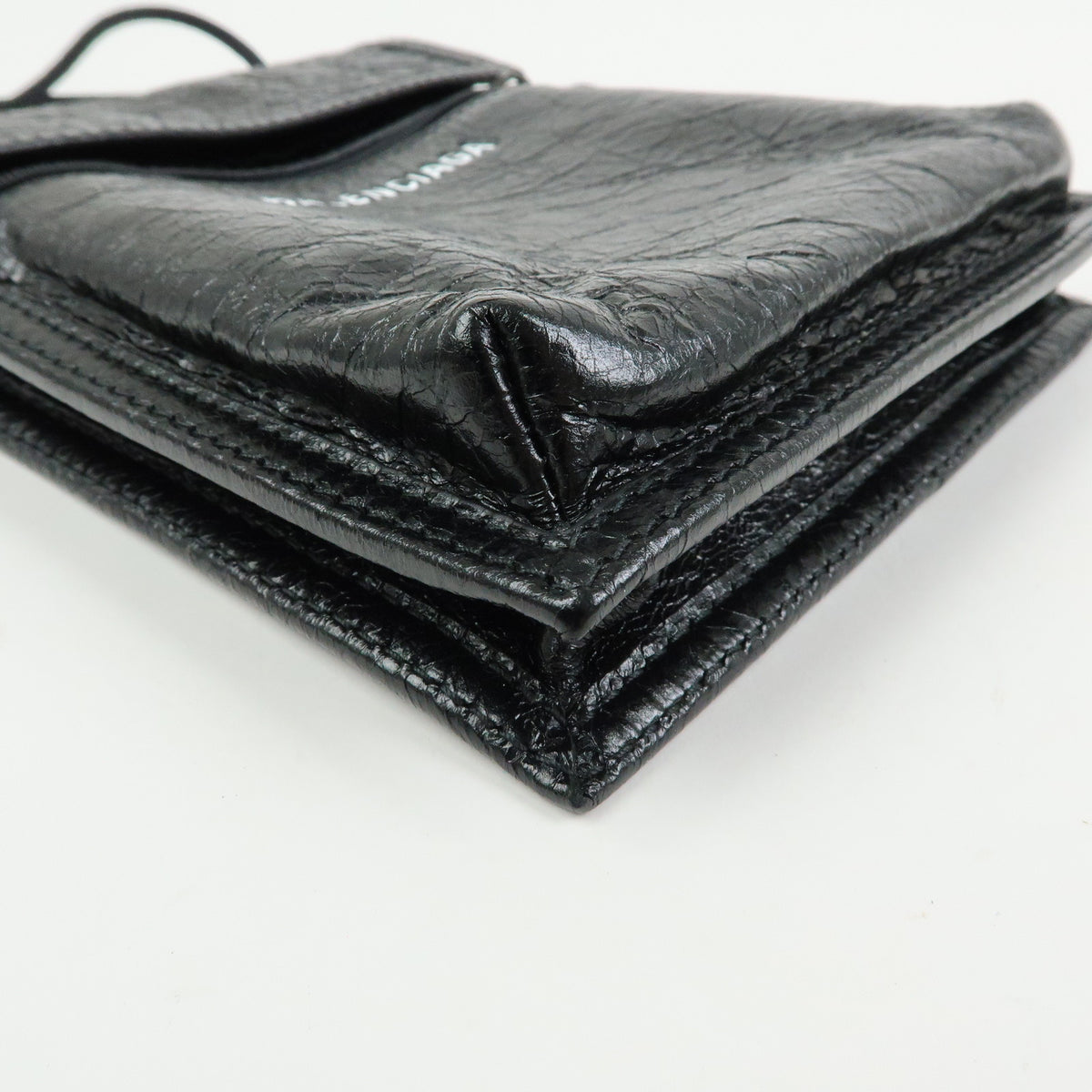 BALENCIAGA Explore Strap Leather Strap Pouch Shoulder Bag Black 532298