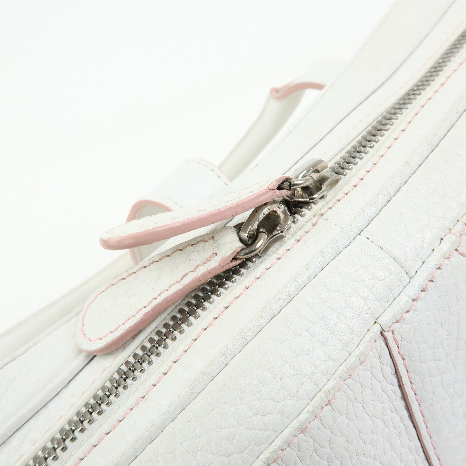 LOEWE Senda Leather Boston Bag Hand Bag White