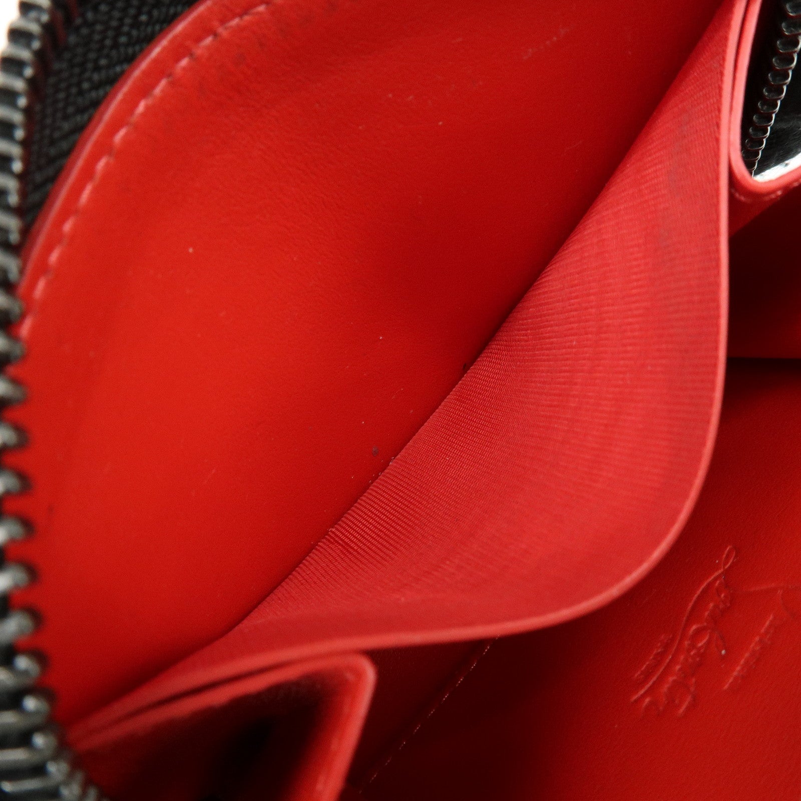 Christian Louboutin Leather Studs Compact Wallet Coin Case Black