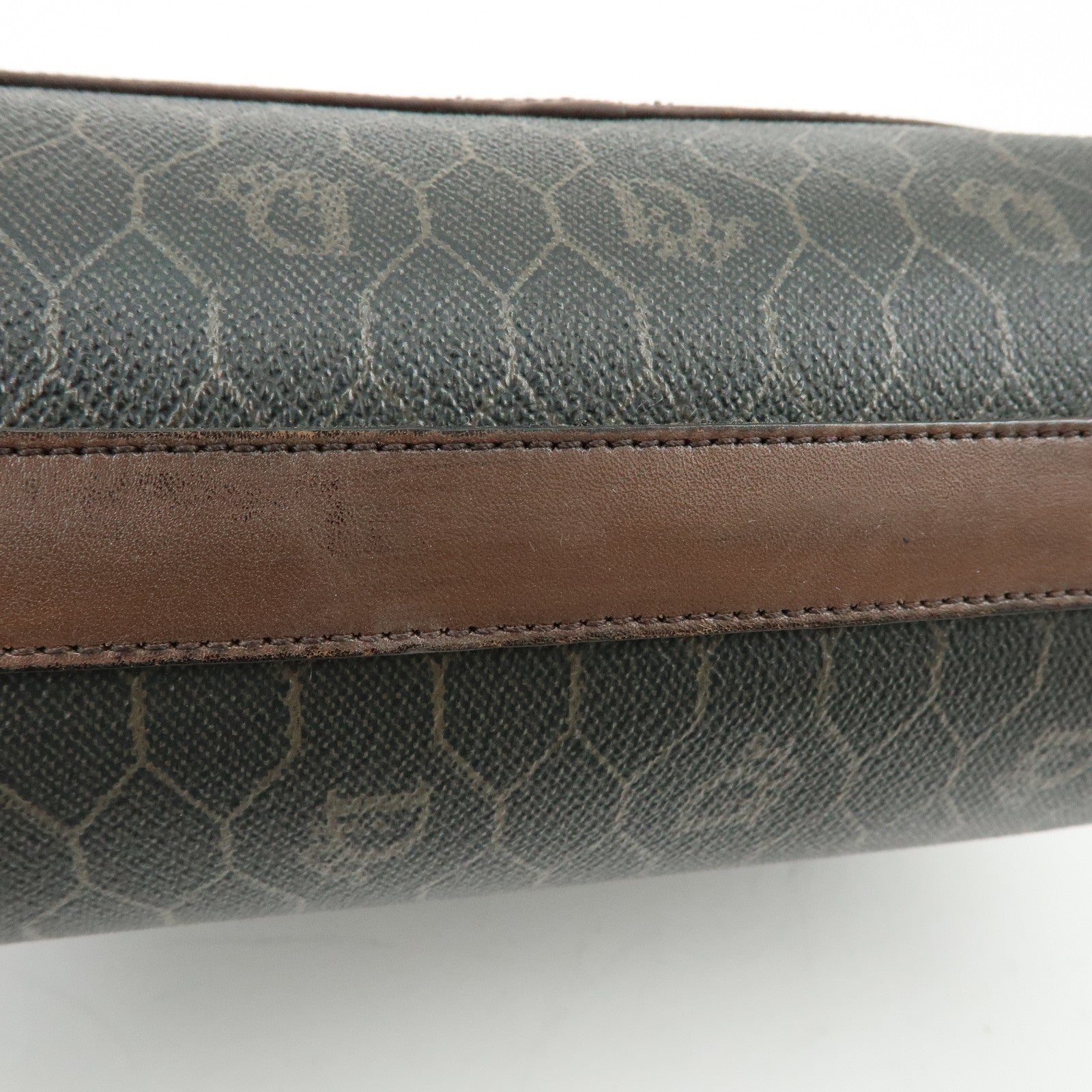 Christian Dior Honeycomb PVC Leather Shoulder Bag Brown Black