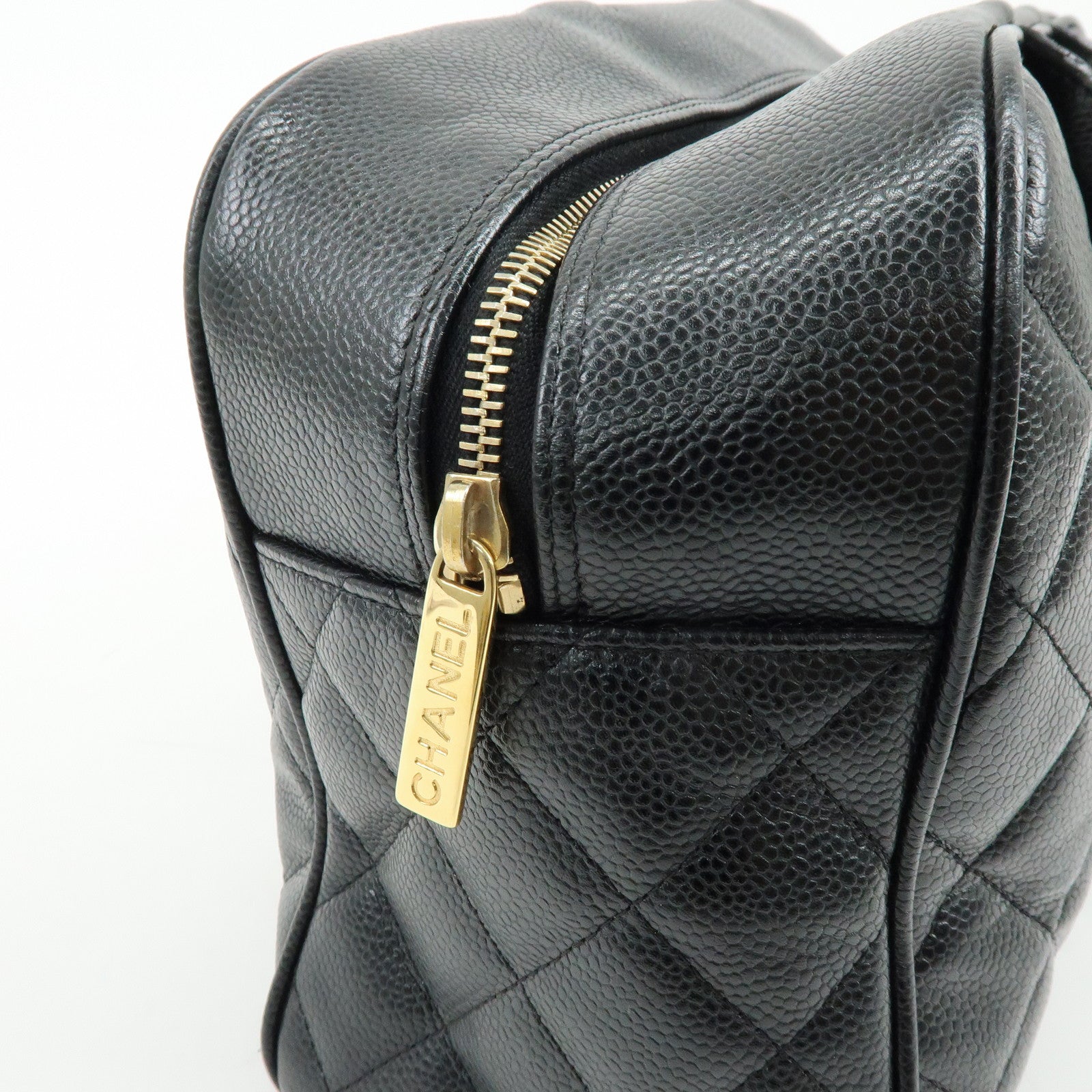 CHANEL Matelasse COCO Mark Caviarskin Boston Bag Hand Bag Black A20997