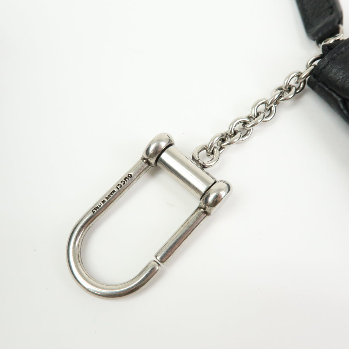 GUCCI Double G Leather Coin Case Key Chain Black 795330