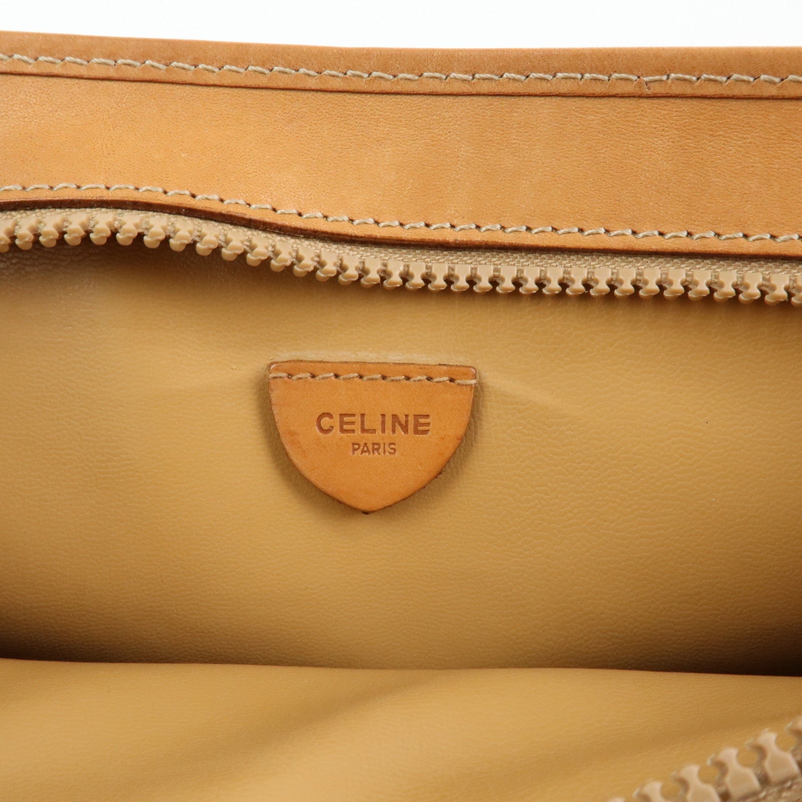 CELINE Macadam Leather Clutch Bag Accessory Pouch Brown