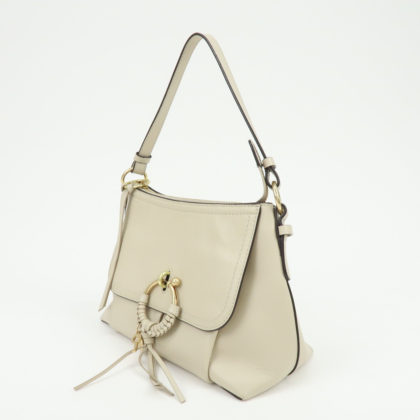 Chloe See By Chloe Joan Leather Shoulder Bag Hand Bag Beige
