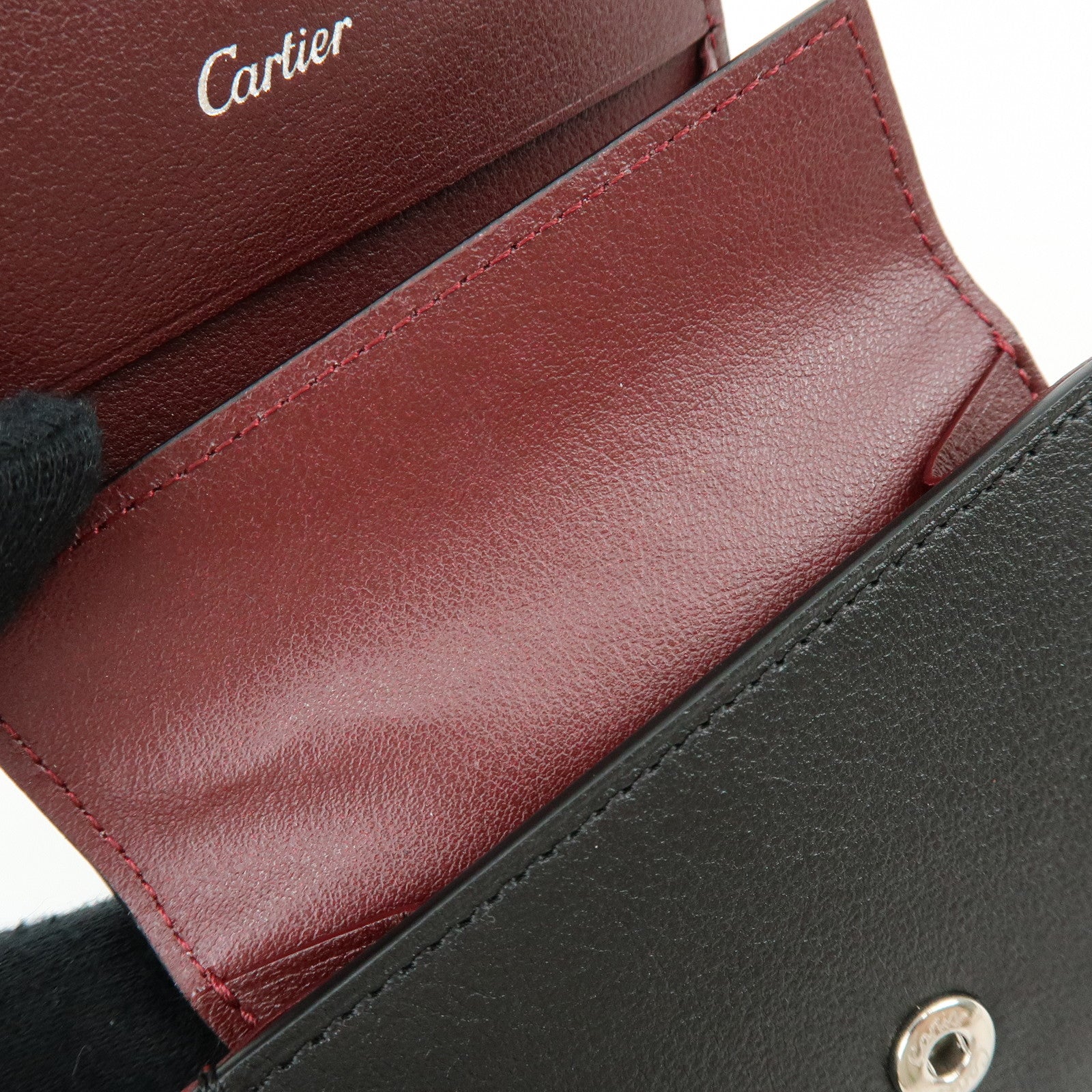 Cartier Must De Cartier Leather Coin Case Coin Purse Black