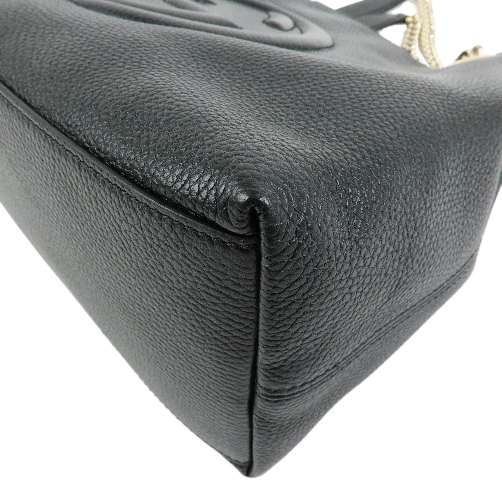 GUCCI SOHO Interlocking G Leather Chain Shoulder Bag Black 536196