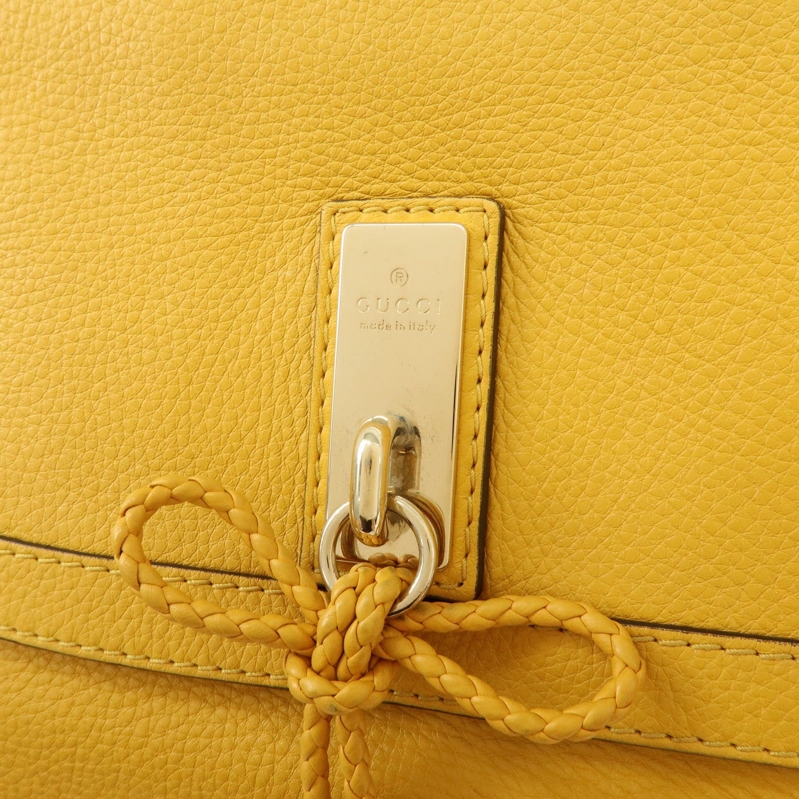 GUCCI Bamboo Bella Leather 2Way Shoulder Bag Yellow 282301