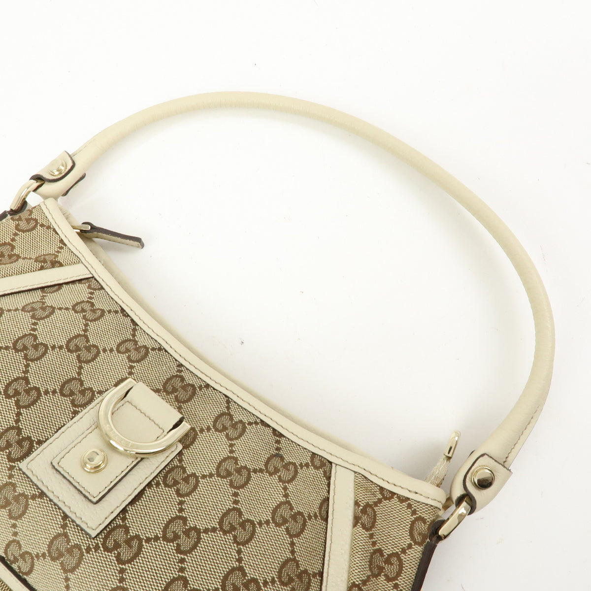 GUCCI Abbey GG Canvas Leather Mini Shoulder Bag Beige Ivory 130939