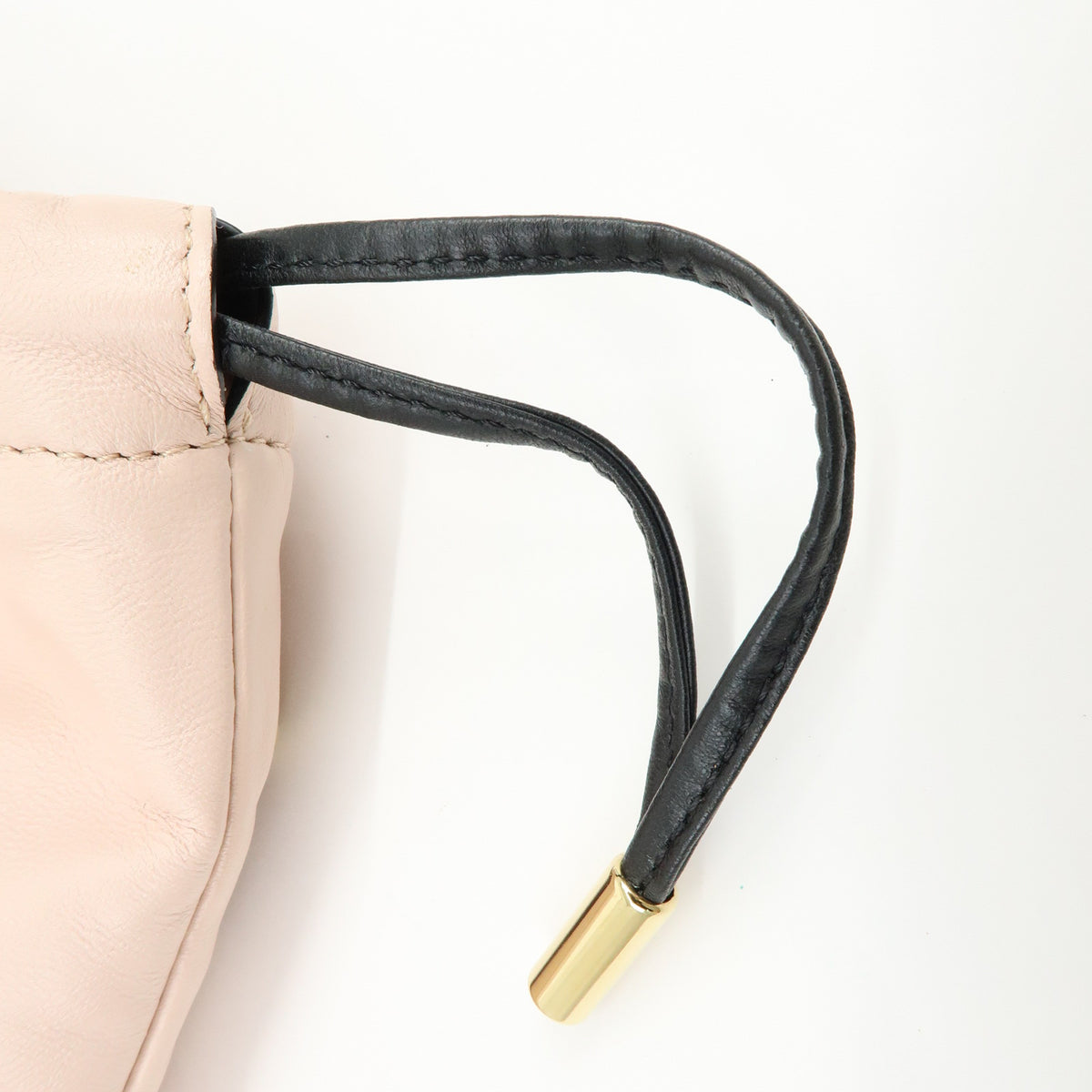 FENDI Logo Nappa Leather Drawstring Shoulder Bag Pouch Pink 8BT337