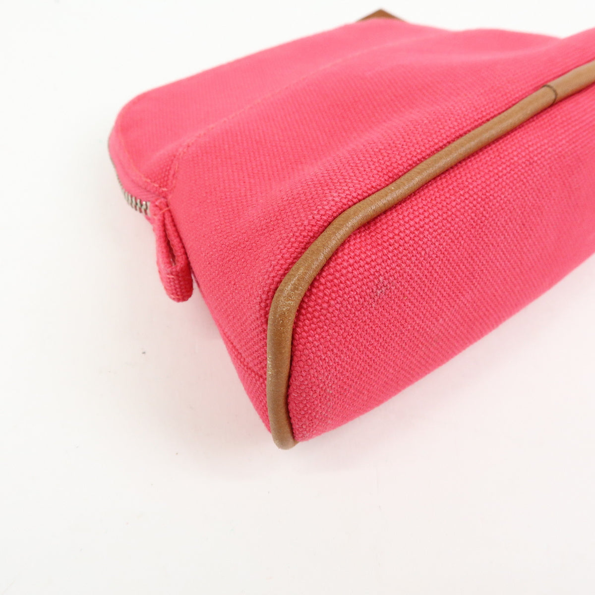 HERMES Bolide Mini Mini 16 Canvas Leather Pouch Pink Brown