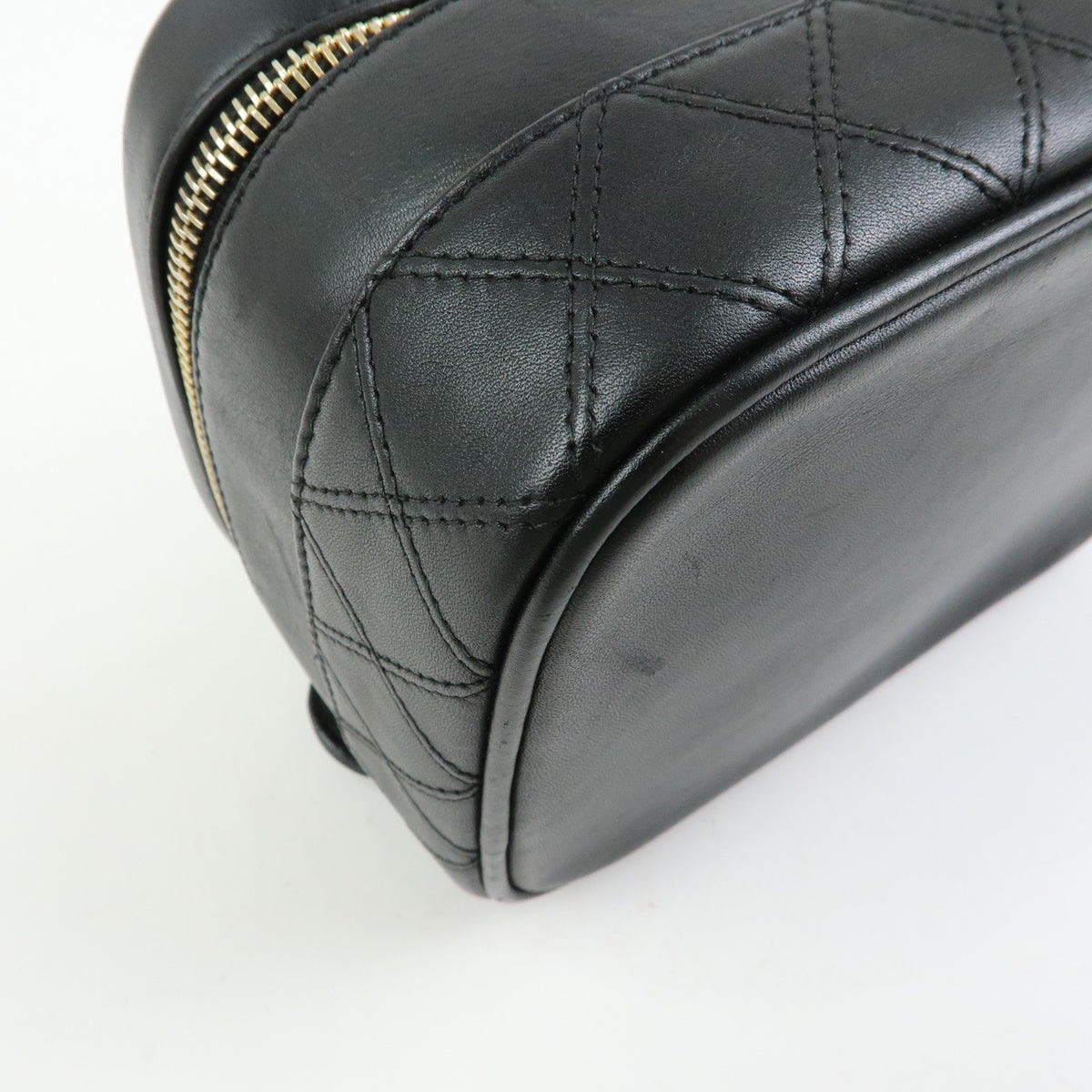 CHANEL Bicolore COCO Mark Calf Leather Vanity Bag Black A01618