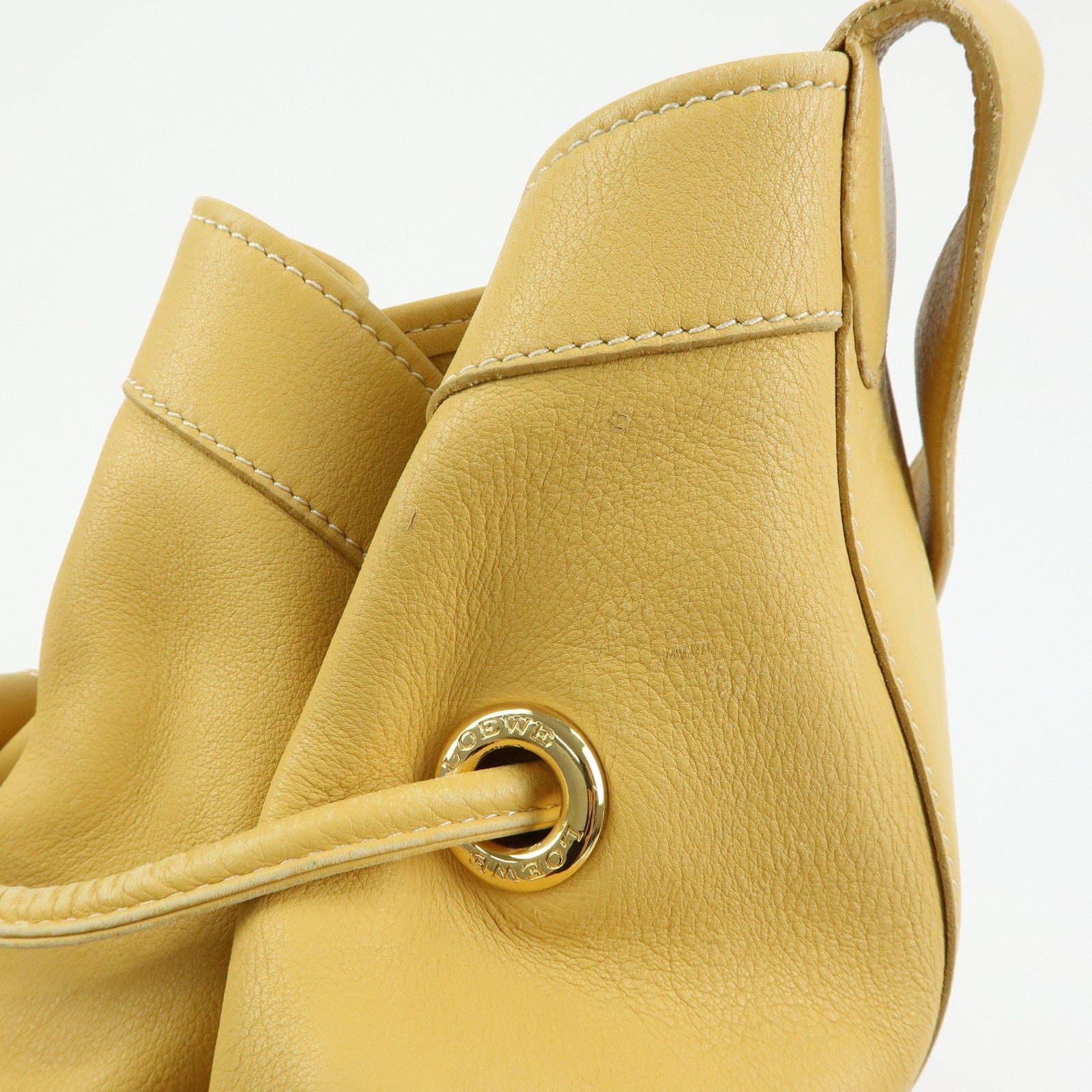 LOEWE Anton Anagram Leather Shoulder Bag Backpack Rucksack Mustard