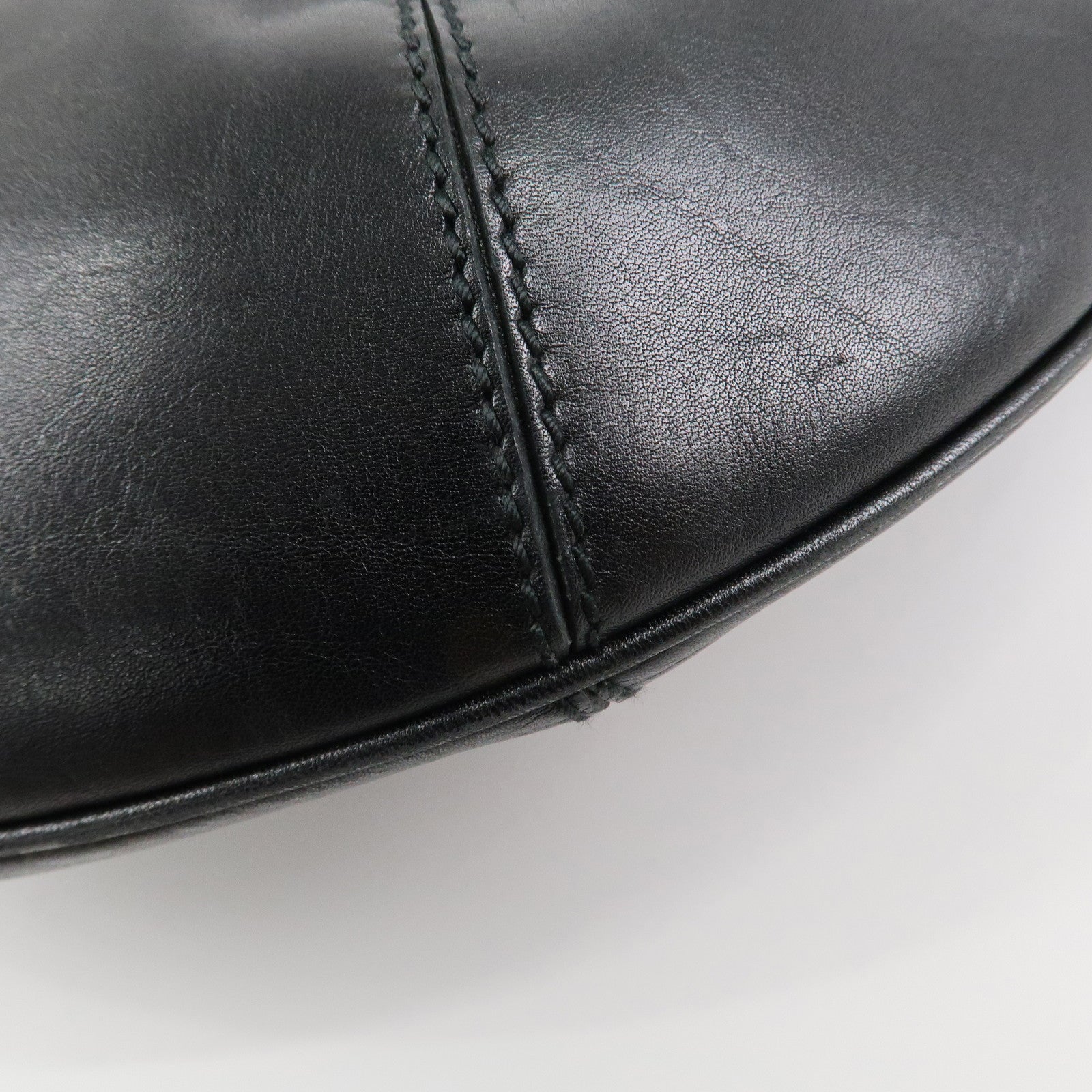 GUCCI Logo Leather Hobo Bag Shoulder Bag Hand Bag Black 204990 Used