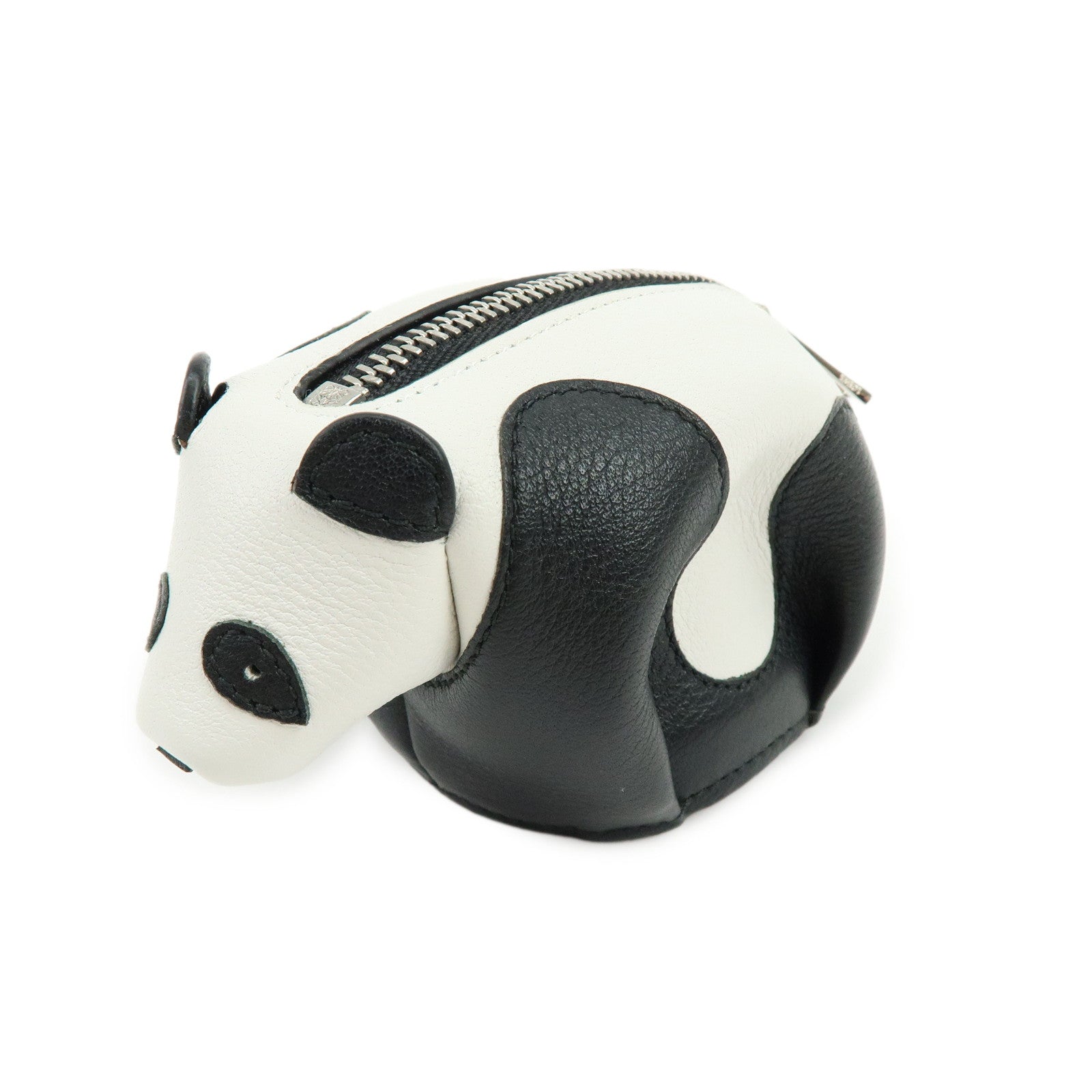 LOEWE PANDA Animal Leather Coin Case Coin Purse White Black