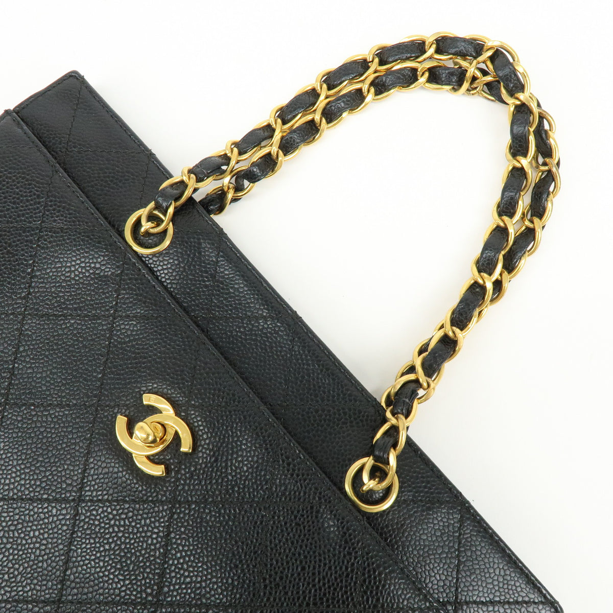 CHANEL Matelasse Caviarskin Chain Shoulder Bag Hand Bag Black A08907