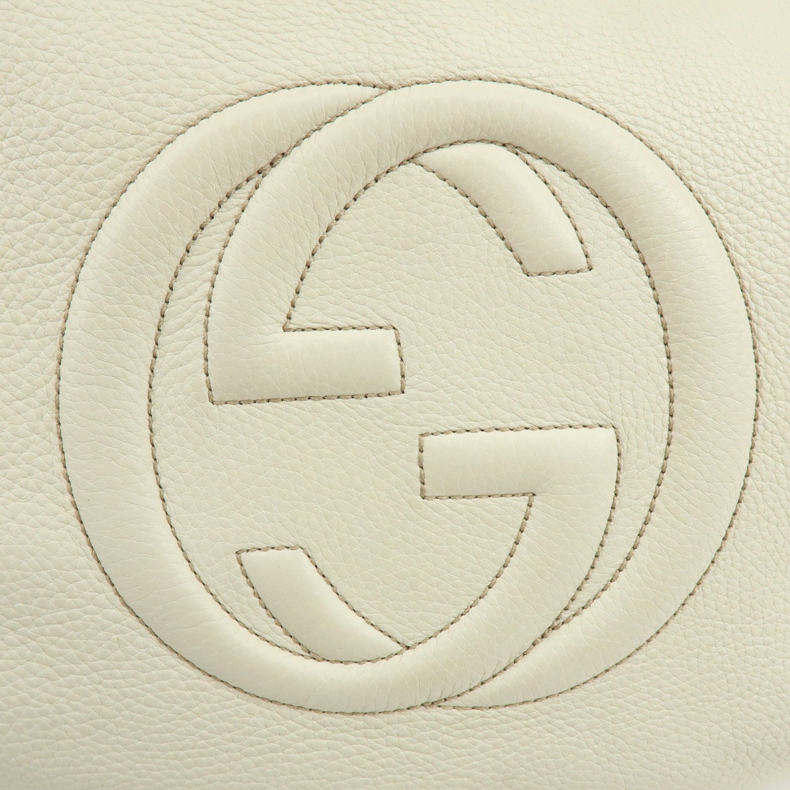 GUCCI SOHO Interlocking G Leahter Shoulder Bag White 282304