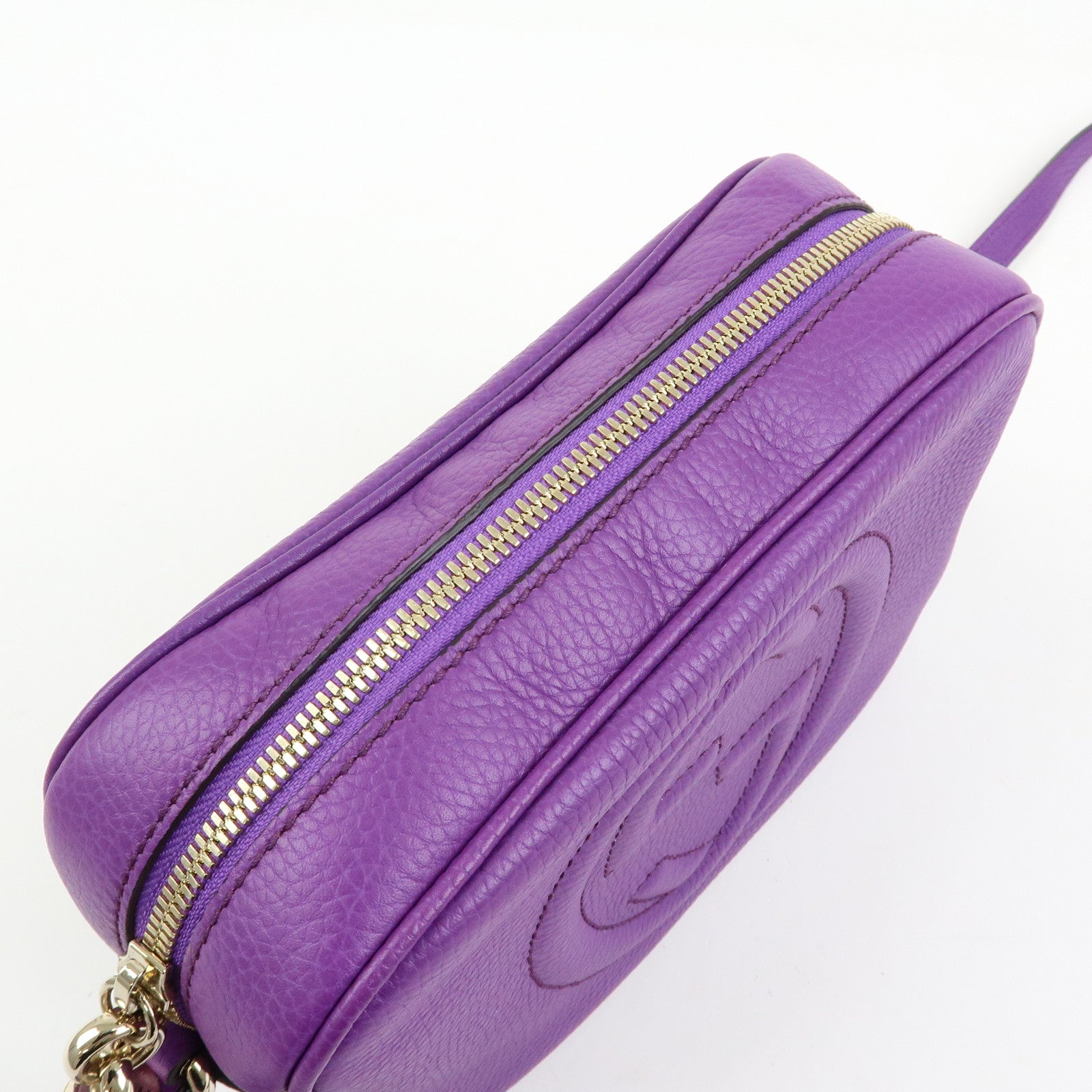 GUCCI SOHO Interlocking G Leahter Disco Bag Shoulder Bag Purple 308364