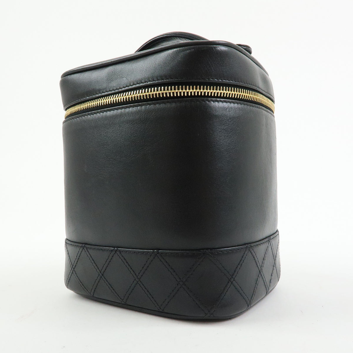 CHANEL Bicolore Lamb Skin Vanity Bag Hand Bag Black A01619