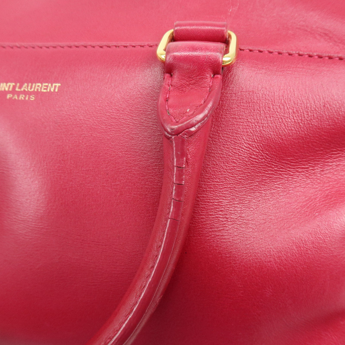SAINT LAURENT PARIS Baby Duffle Leather 2Way Hand Bag Fuchsia 330958