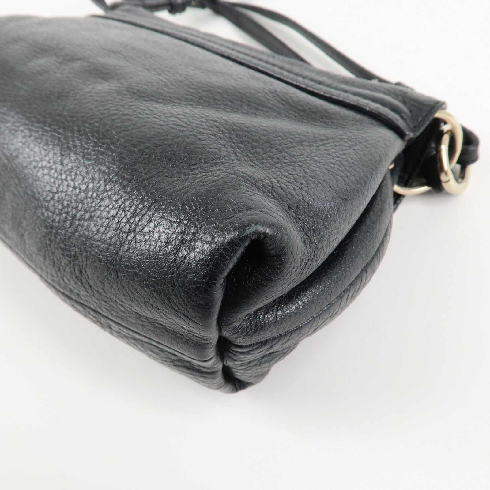 Chloe Lily Metal Ribbon Leather 2Way Shoulder Bag Hand Bag Black Used