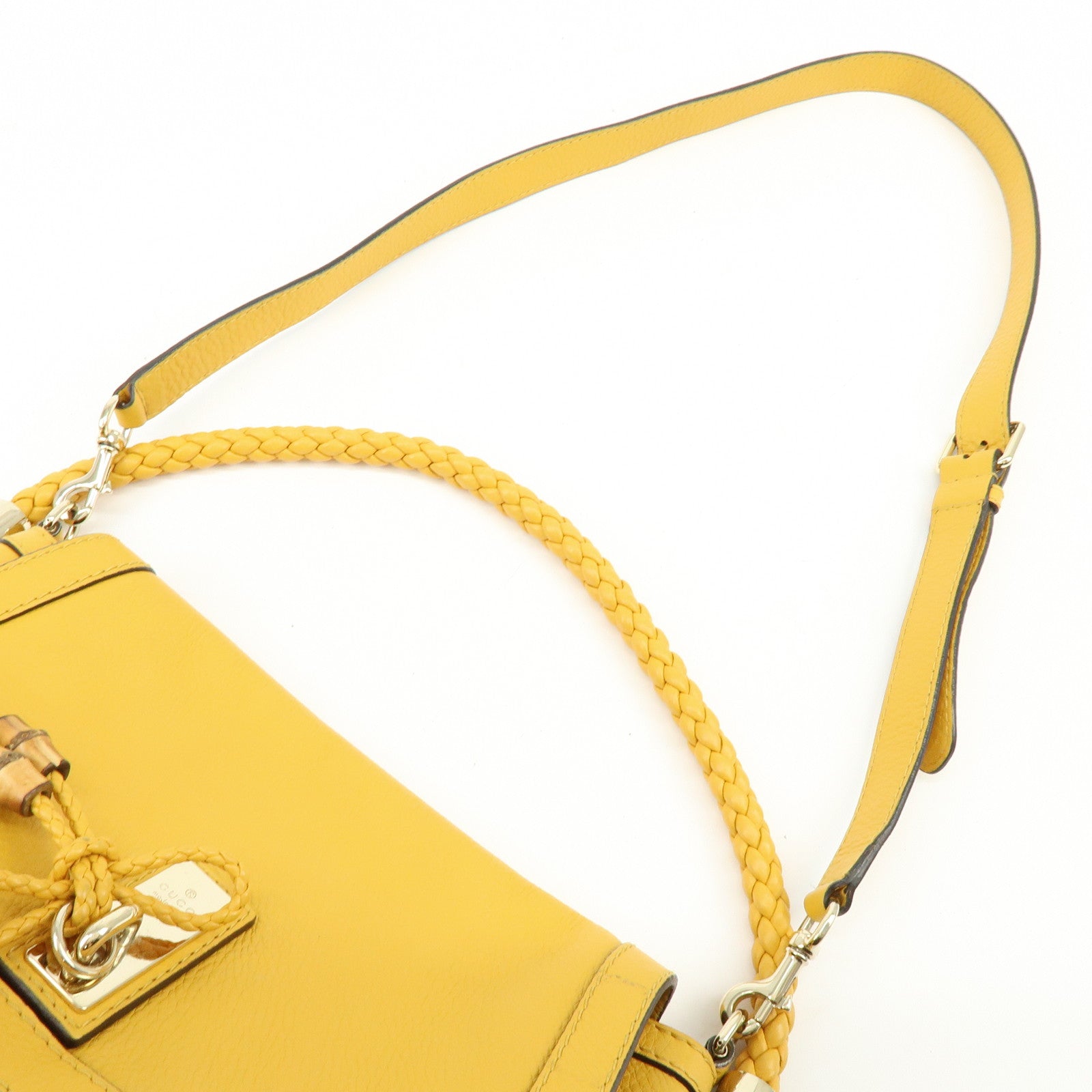 GUCCI Bamboo Bella Leather 2Way Shoulder Bag Yellow 282301