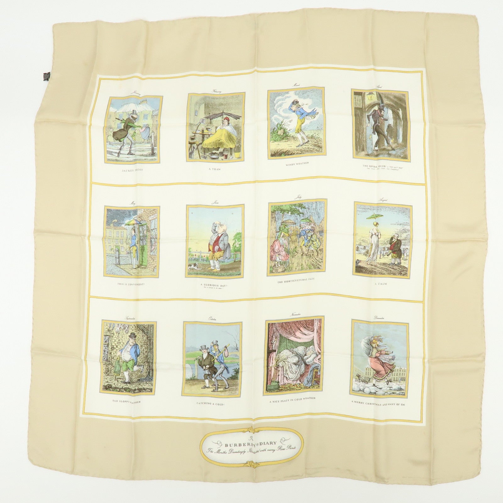 BURBERRY Set of 3 Nova Plaid Silk 100% Scarf Beige Ivory