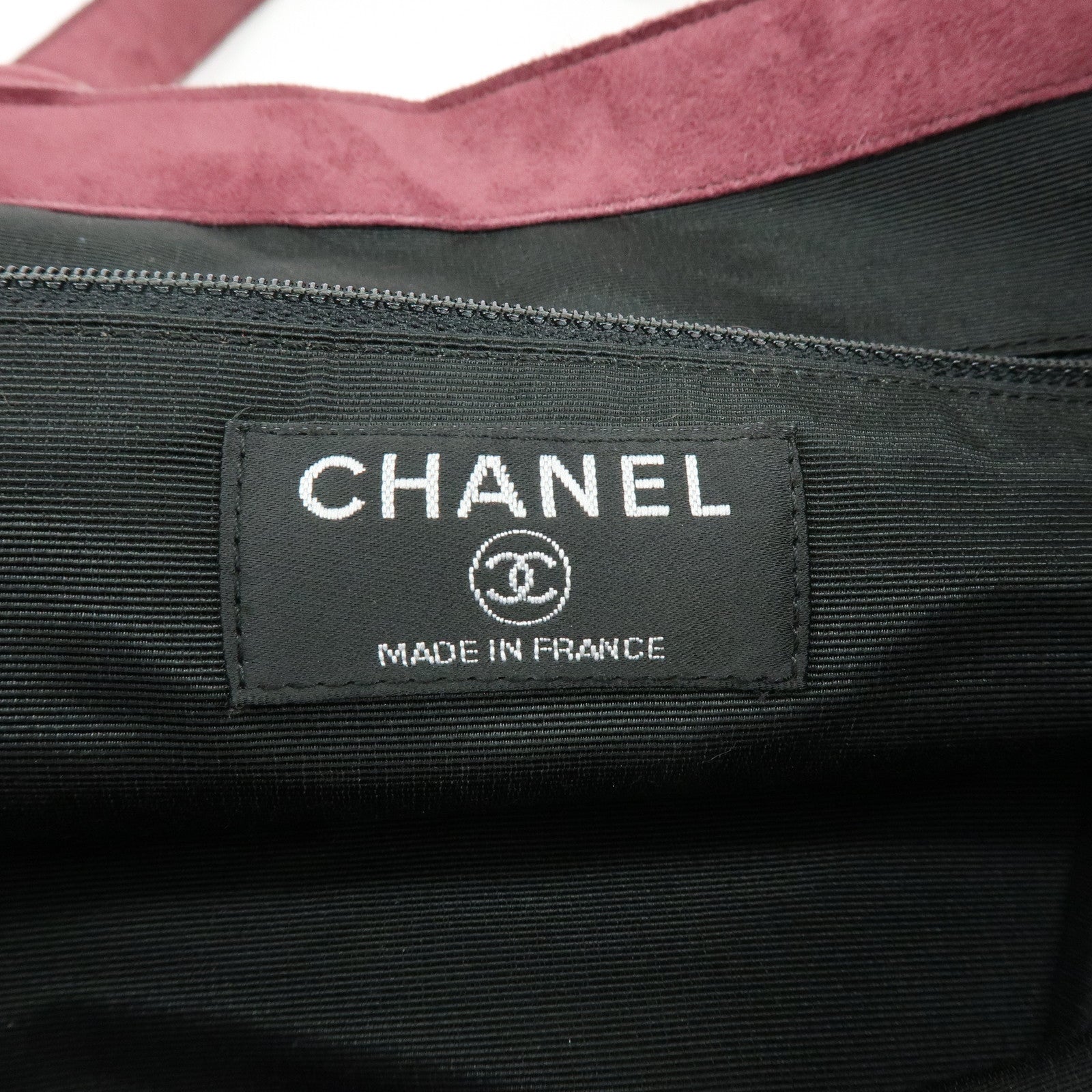 CHANEL COCO Mark Fur Suede Hand Bag Tote Bag Bordeaux Beige