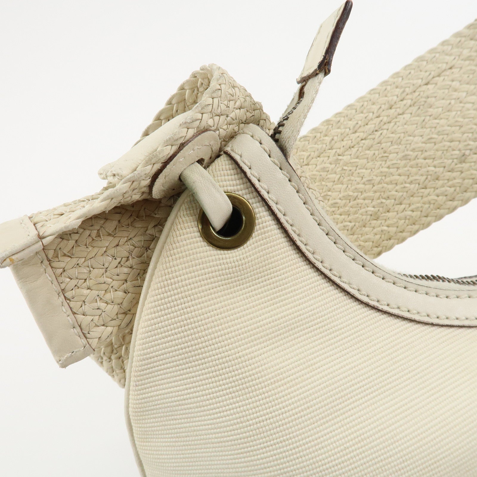 GUCCI Canvas Leather Hobo Bag Shoulder Bag Hand Bag Ivory 106293 Used