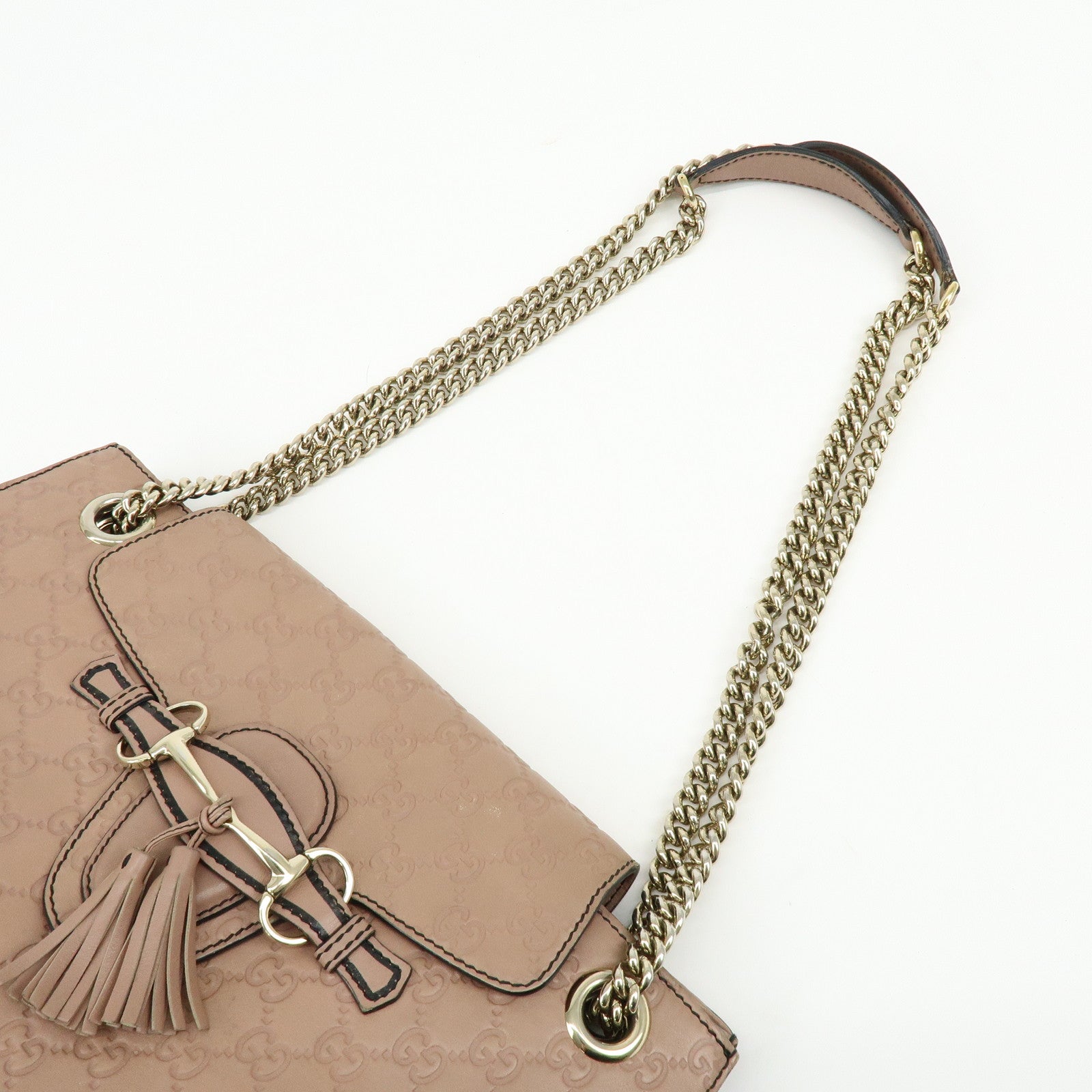 GUCCI Horsebit Guccissima Emily Leather Chain Shoulder Bag 295402