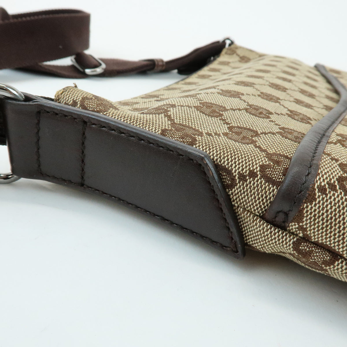GUCCI GG Canvas Leather Shoulder Bag Crossbody Bag Beige Brown 145857