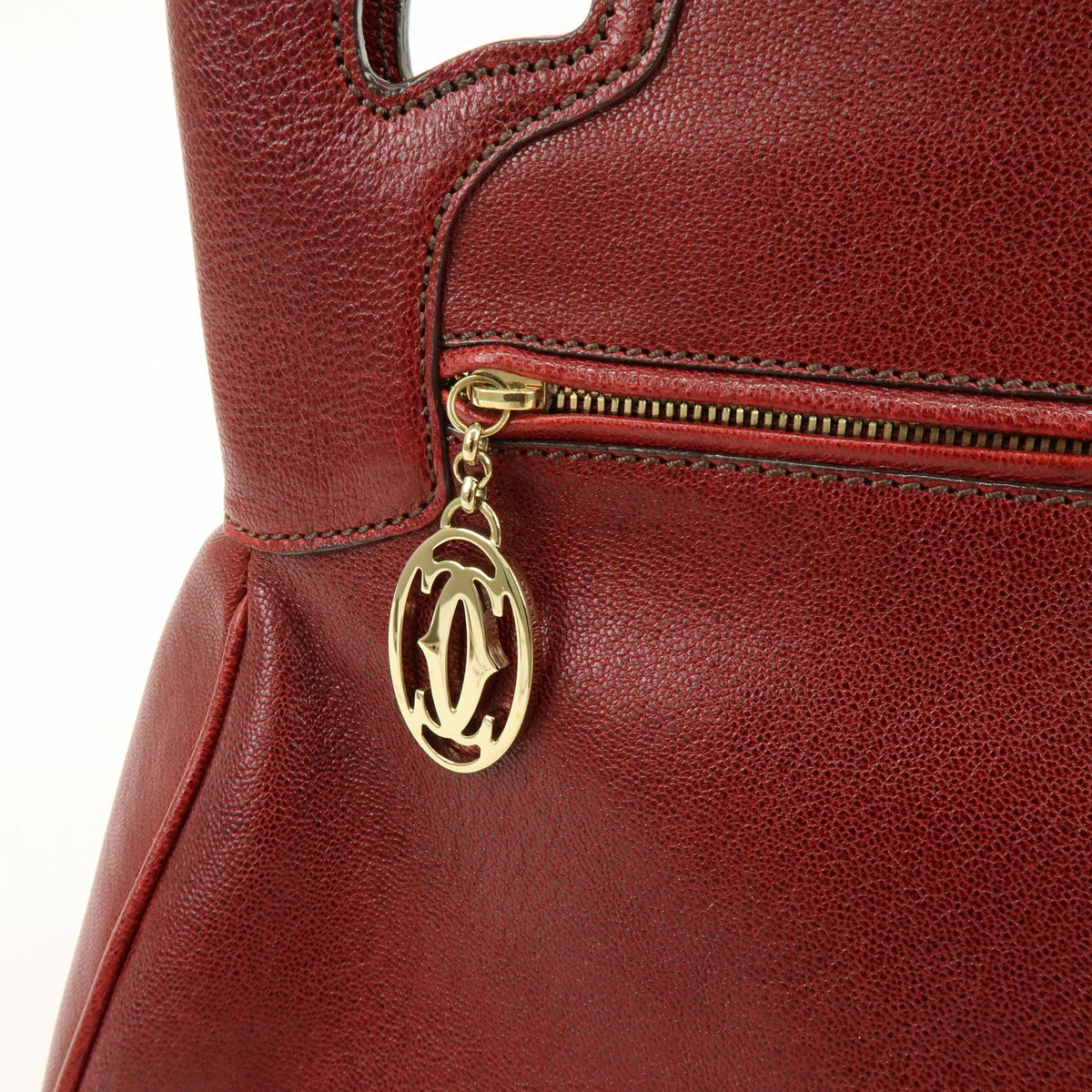 Cartier Marcello de Cartier Leather Tote Bag Hand Bag Bordeaux
