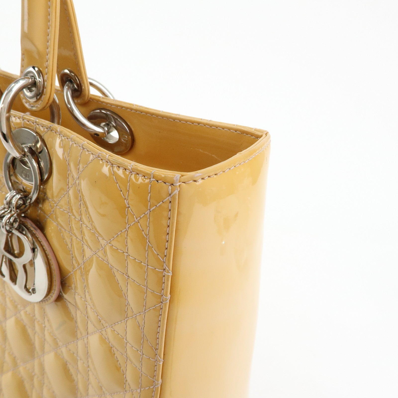 Christian Dior Lady Dior Cannage Patent Leather 2Way Hand Shoulder Bag