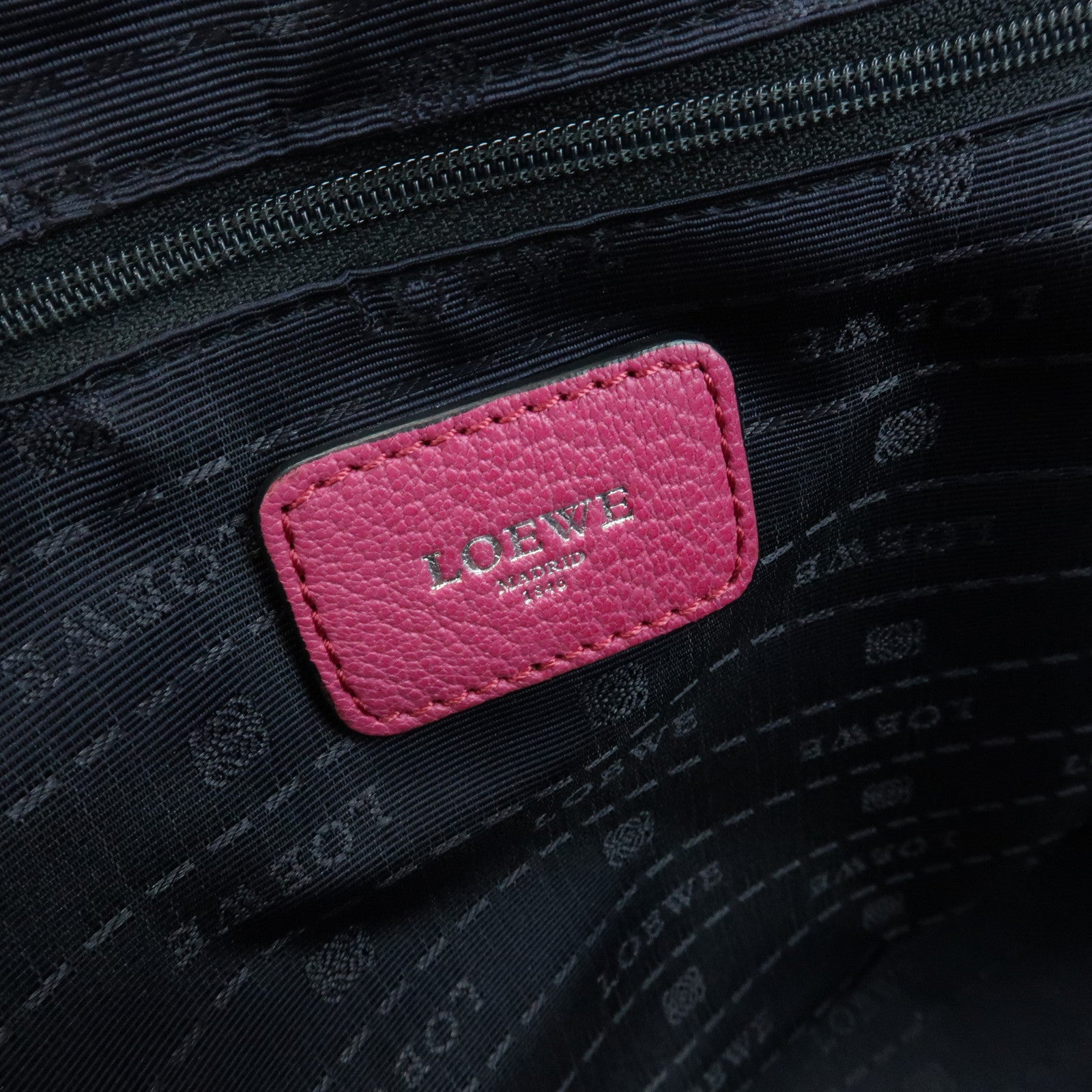 LOEWE Anagram Leather Hand Bag Shoulder Bag Mini Boston Bag Pink