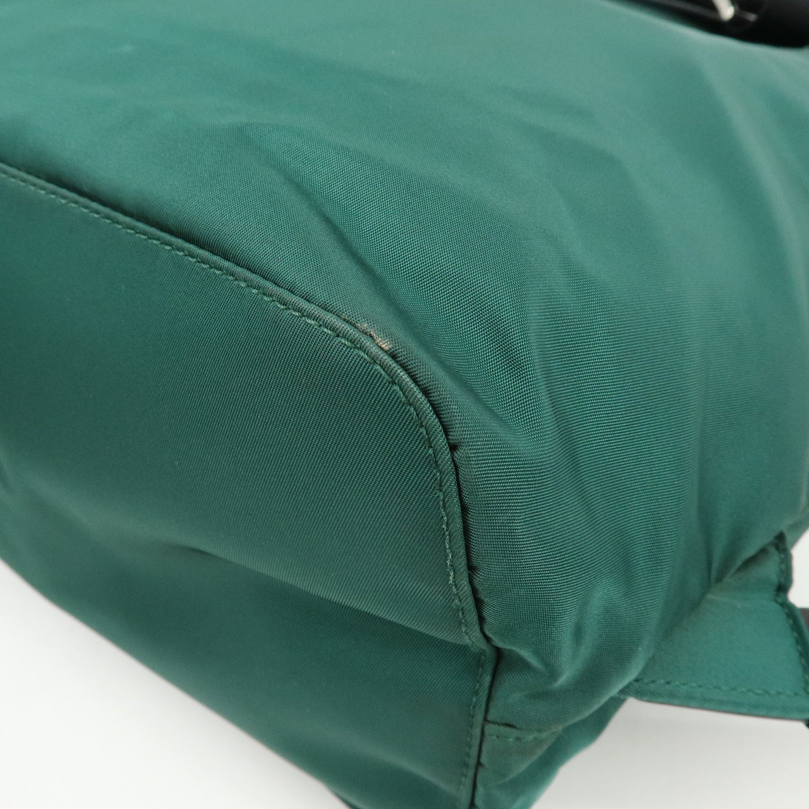 PRADA Triangle Logo Nylon Leather Backpack Rucksack Green Black 1BZ811