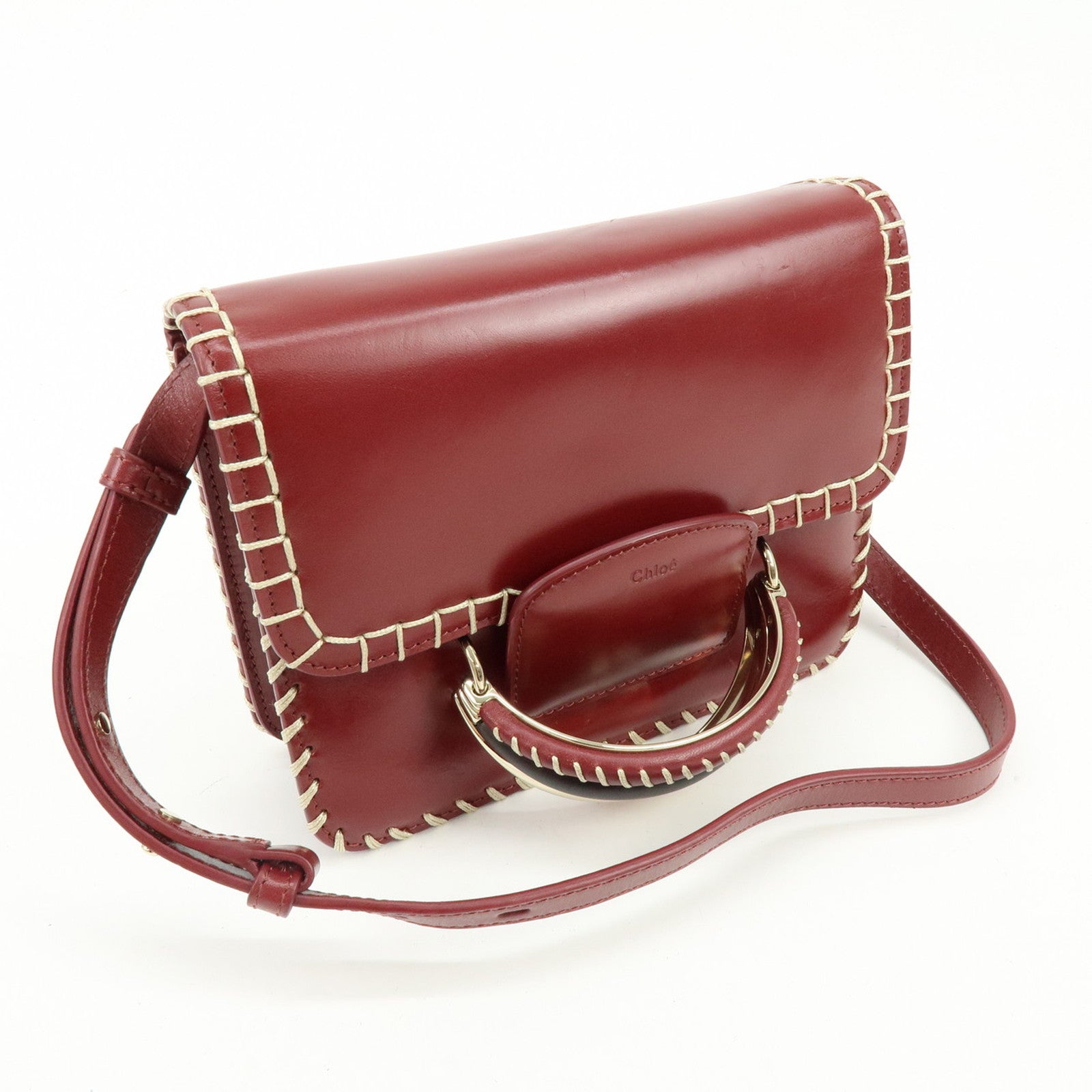 Chloe KATTIE Leather Shoulder Bag Crossbody Bag Wine Red