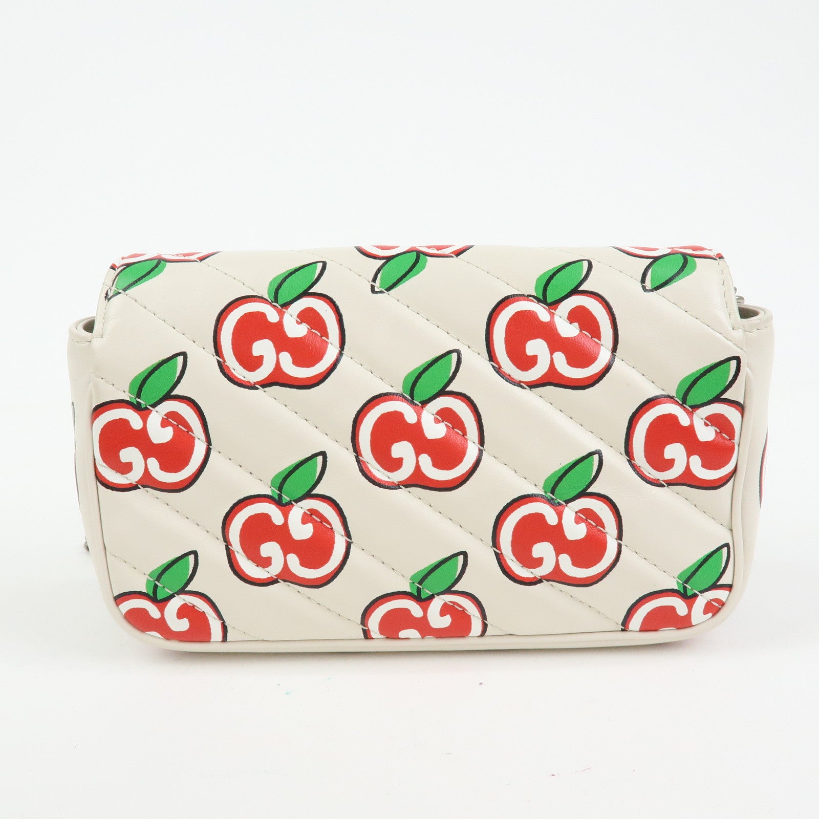 GUCCI GG Marmont Apple Chain Shoulder BAg Crossbody Bag Ivory 476433
