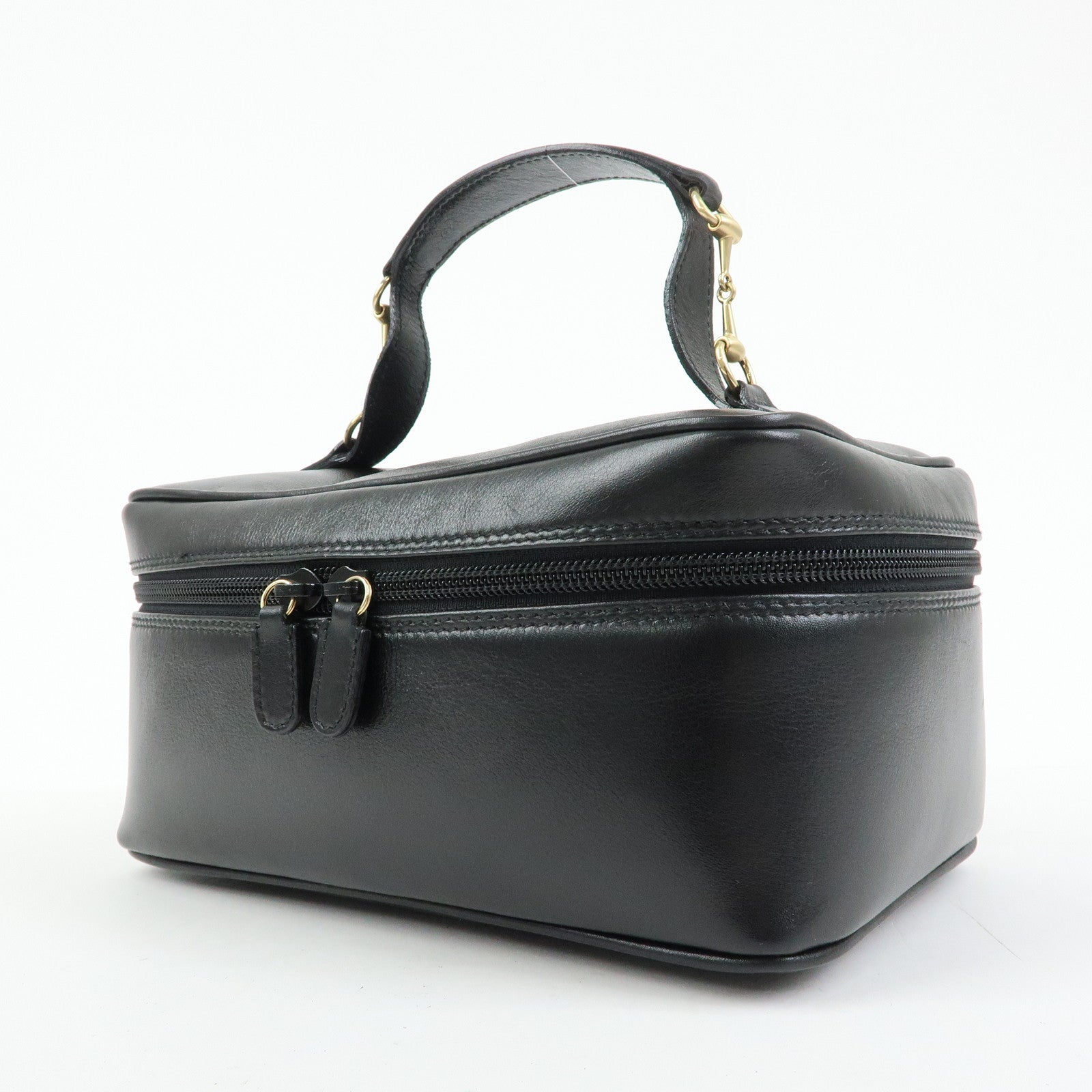 GUCCI Horsebit Leather Vanity Bag Cosmetic Bag Black 03217050140