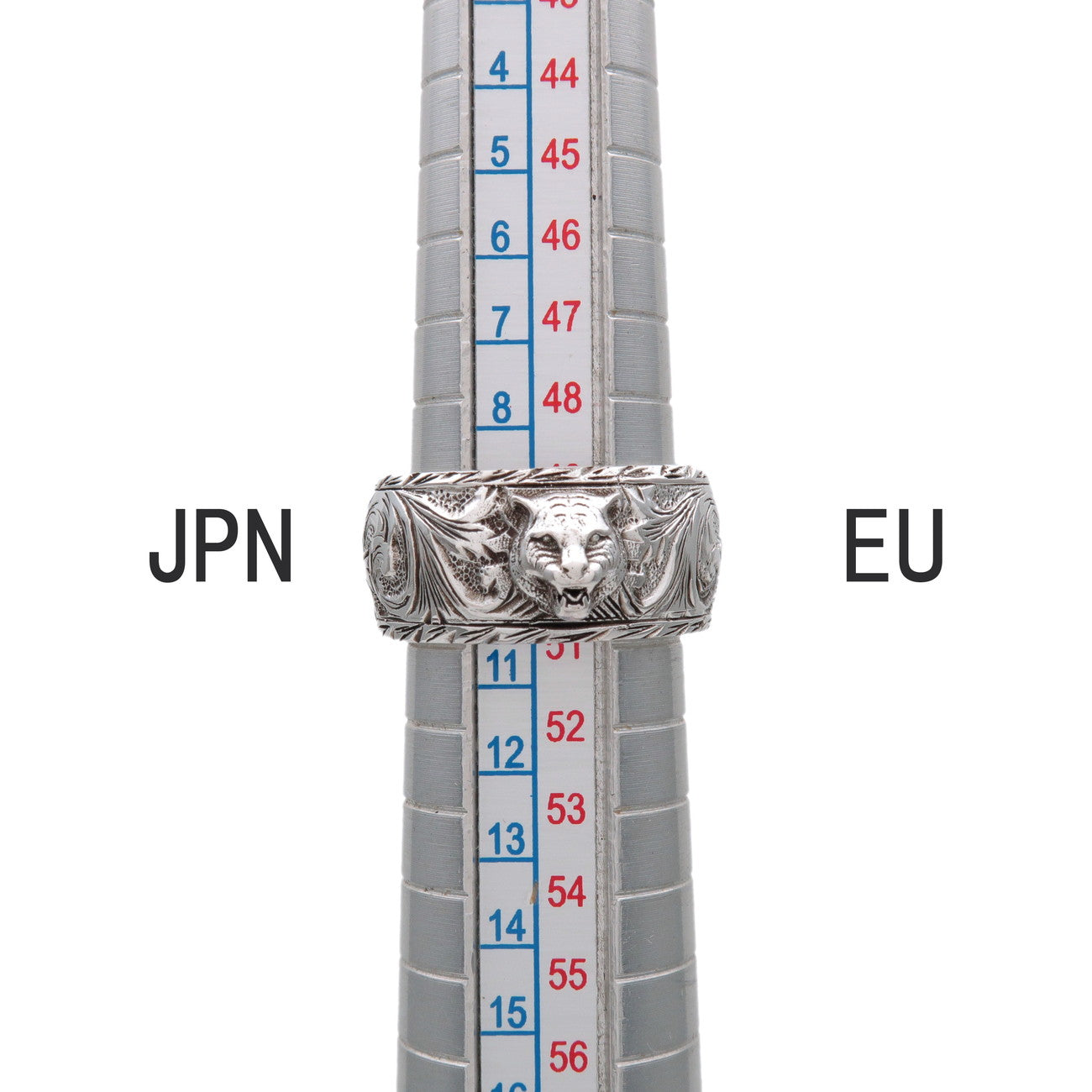 GUCCI Interlocking G Tiger Head Arabesque Ring SV925 Silver #11 US5.5