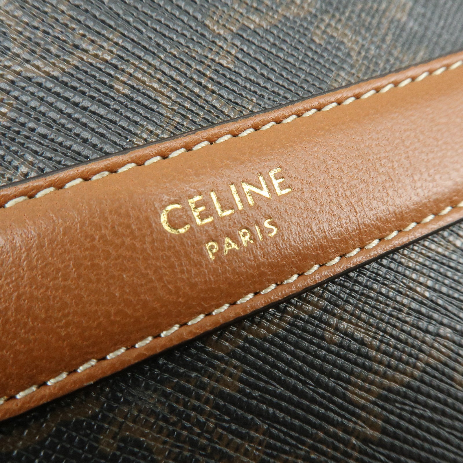CELINE Triomphe PVC Leather Round Shoulder Bag Round Purse Brown