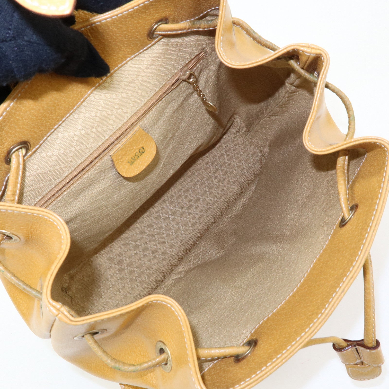 GUCCI Bamboo Leather Backpack Rucksack Mustard 003 1998 0016