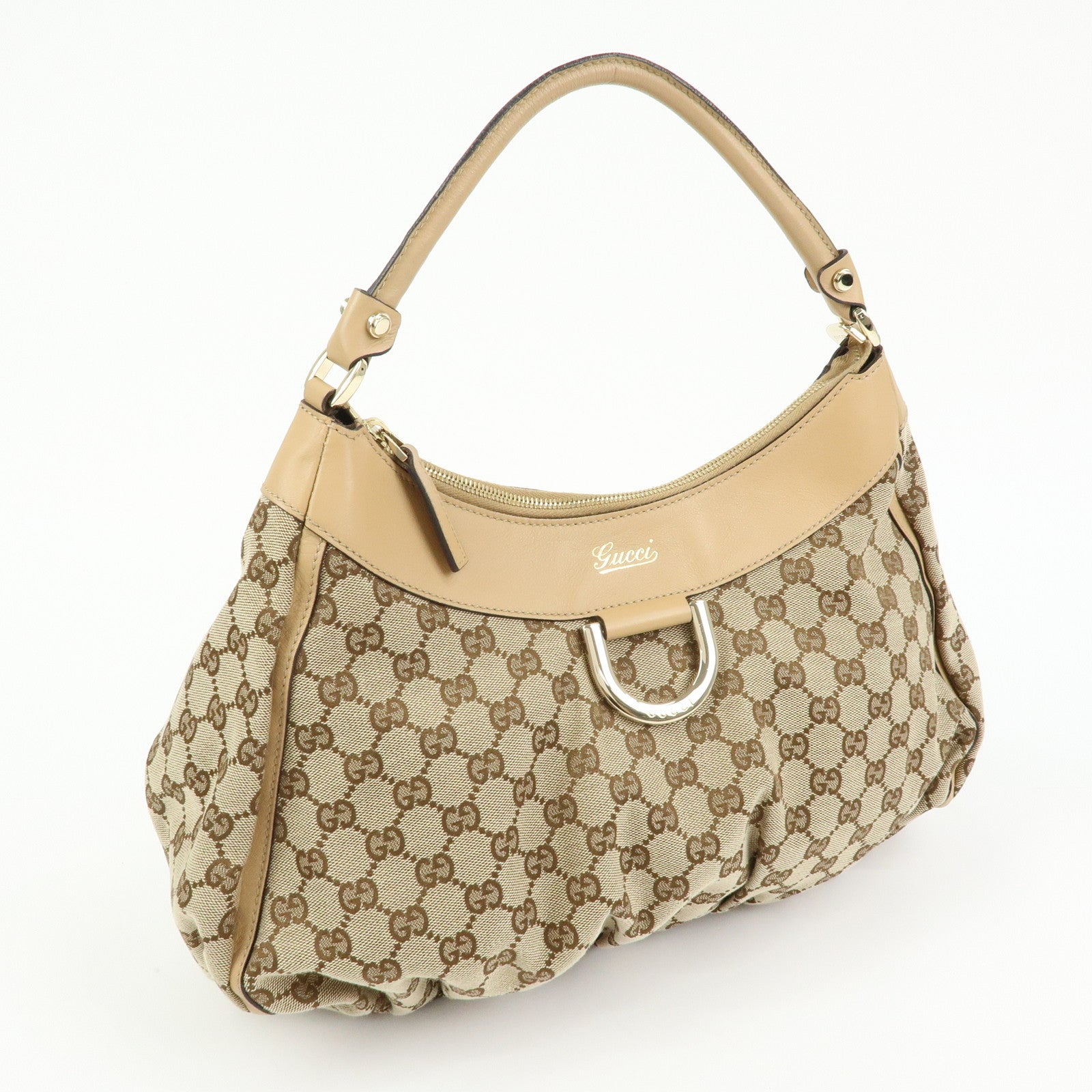 GUCCI Abbey GG Canvas Leather Shoulder Bag Hand Bag Beige 189833