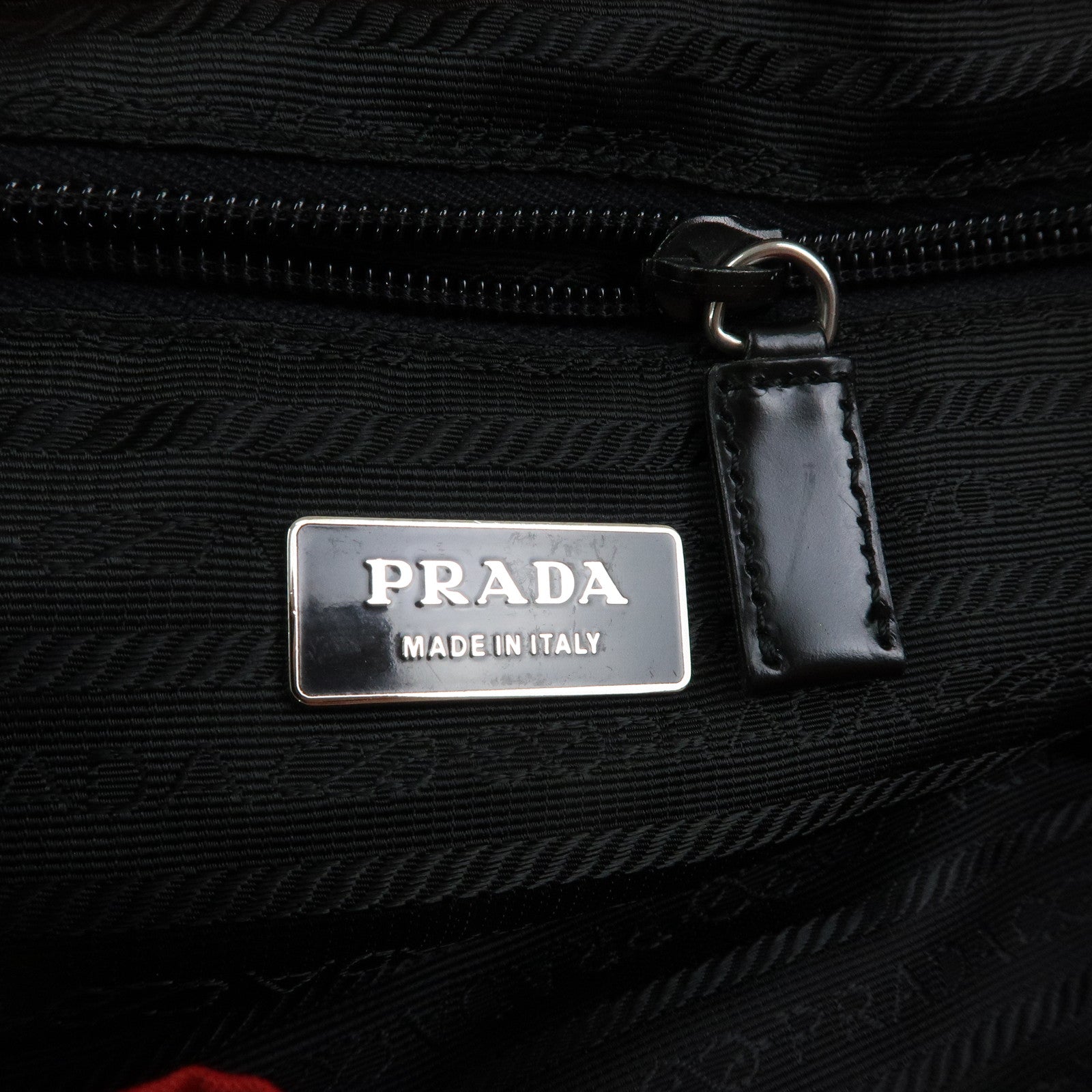 PRADA Triangle Logo Nylon Leather Backpack Rucksuck Red