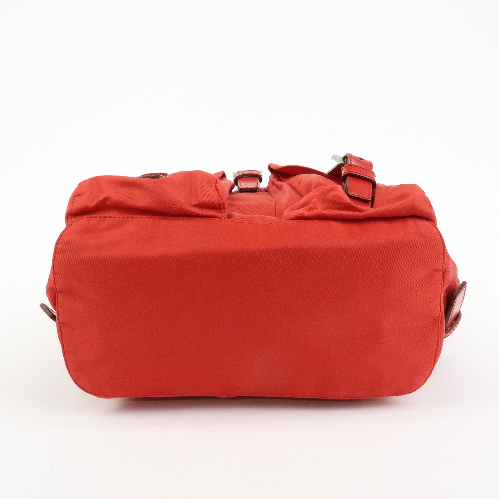 PRADA Triangle Logo Nylon Leather Backpack Rucksuck Red